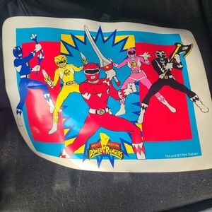 Vintage Mighty Morphin Power Rangers Group Cast Place Mat 18x12 Rare Vinyl